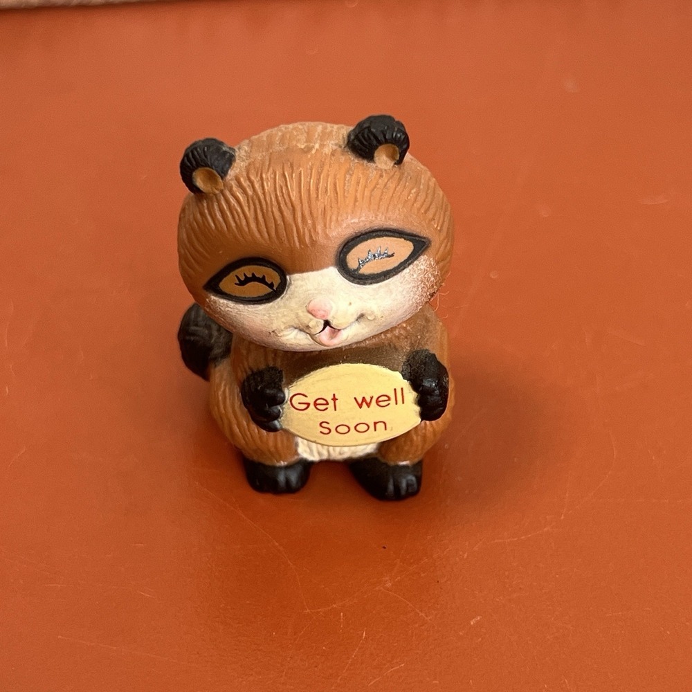 Russ Berrie & Co. Get Well Soon Racoon Miniature Vintage